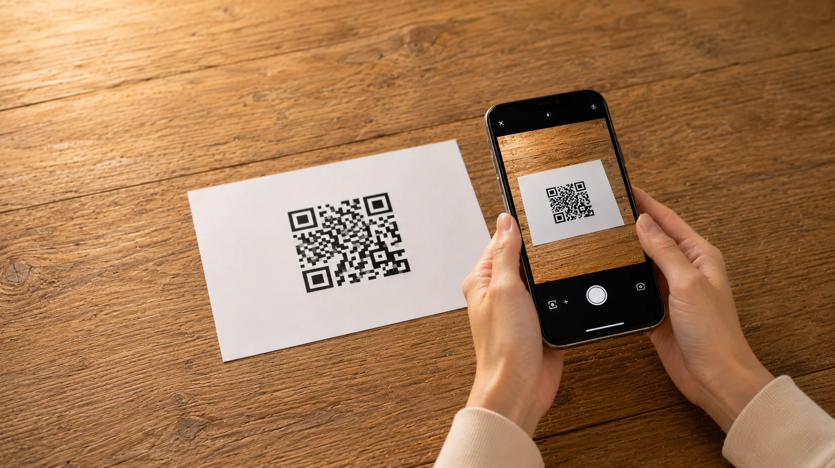 スマホでQRコードを読み取っている様子