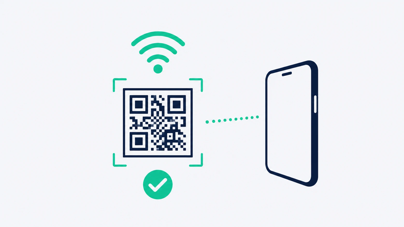 QRコードをスマホで読み取るとWi-Fiに接続完了するイメージ